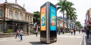 Tótem publicitario triangular