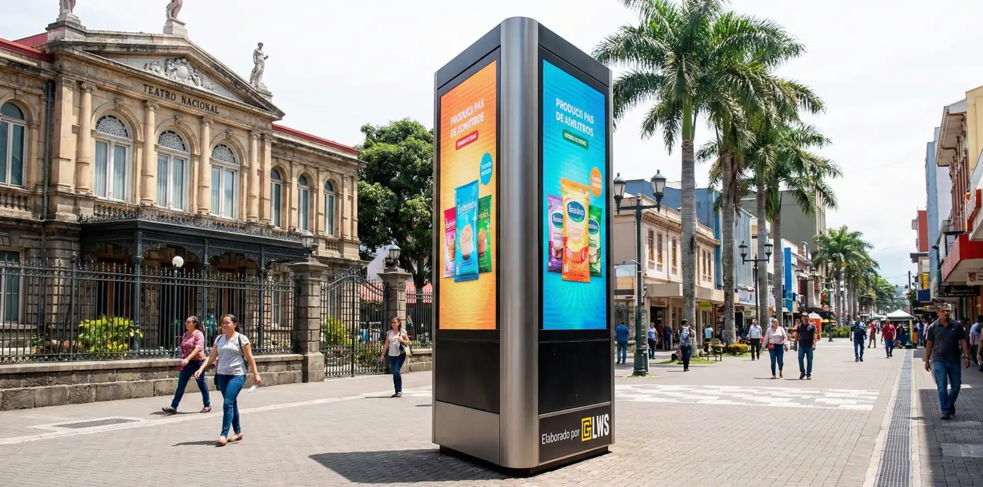 Tótem publicitario triangular