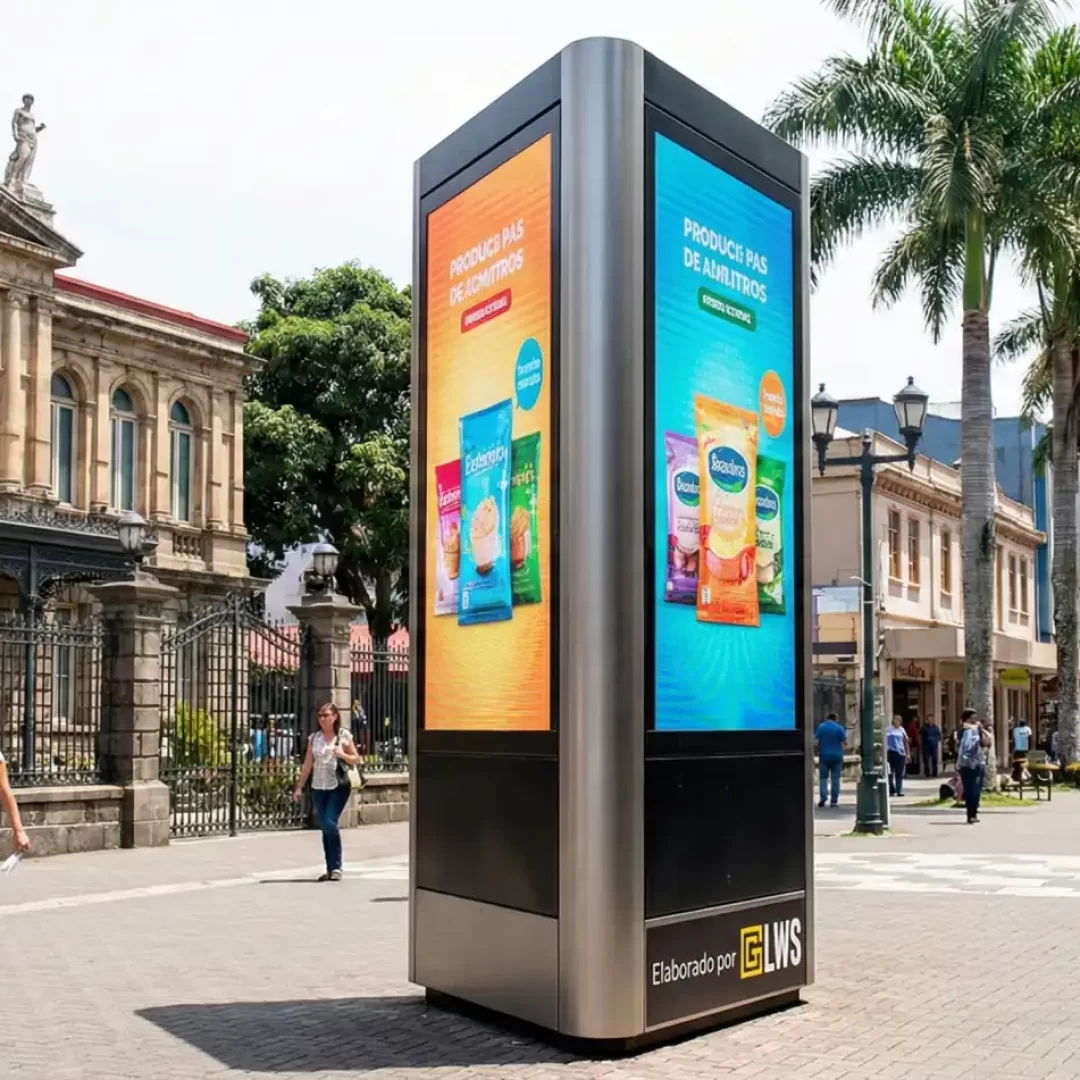 Tótem publicitario triangular